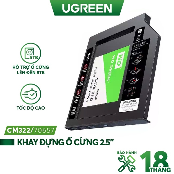 Caddy bay khay đựng ổ cứng 2.5inch sata mỏng Ugreen 70657