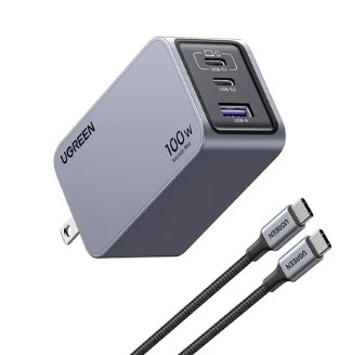 Củ sạc nhanh 3 cổng PD 3.1 GaN Nexode Pro 100W cắm tường Ugreen 25873 cao cấp