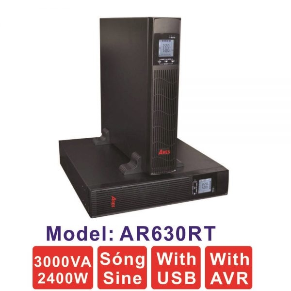 Bộ lưu điện Ares UPS AR630RT 3000VA/2400W lắp RACK
