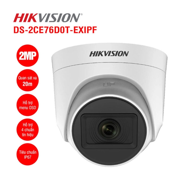 Camera HDTVI 2MP HIKVISION DS-2CE76D0T-EXIPF