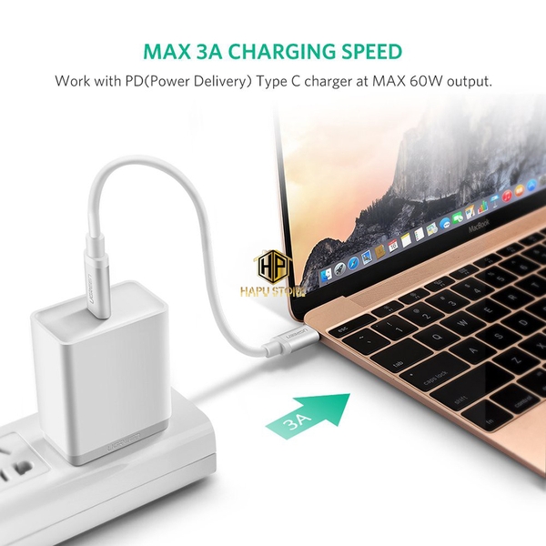 Cáp USB Type C to USB Type C kết nối sạc, truyền dữ liệu dài 0,5m Ugreen 60517