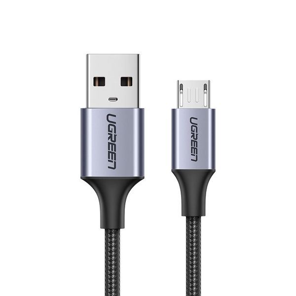 Cáp sạc truyền dữ liệu USB 2.0 sang MICRO USB vỏ dây bọc lưới Ugreen 60145 0.5M màu Đen