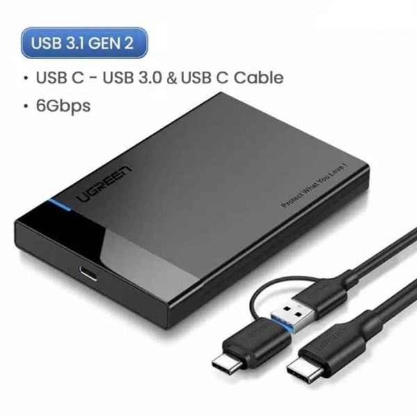 Hộp box đựng ổ cứng 2,5 inch USB-C Sata 5Gbps Ugreen 60735 cao cấp (hỗ trợ 6TB)