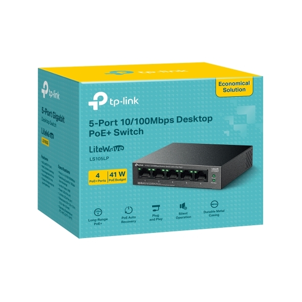 Switch Để Bàn 5 Cổng 10/100Mbps với 4 Cổng PoE TP-Link LS105LP