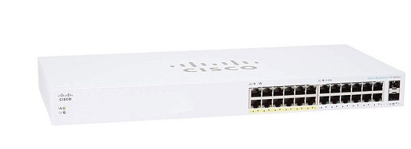 Thiết bị chuyển mạch CISCO CBS110 CBS110-24PP-EU Unmanaged 24-port GE, 12 Port POE, 100W power budget, 2x1G SFP Shared