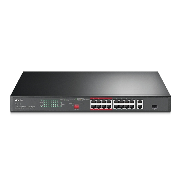 16-Port 10/100 Mbps + 2-Port Gigabit Rackmount Switch with 16-Port PoE+ TP-Link TL-SL1218P