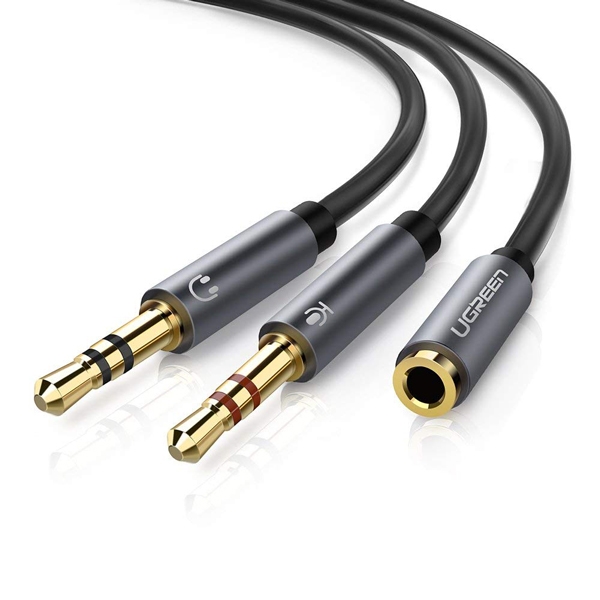 Cáp Audio chuyển 3.5mm (âm) ra 2 đầu dương 3.5mm Mic, Loa Ugreen 20899 cao cấp