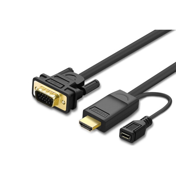 Cáp chuyển đổi HDMI to VGA dài 1,5m Ugreen 30449 hỗ trợ nguồn phụ