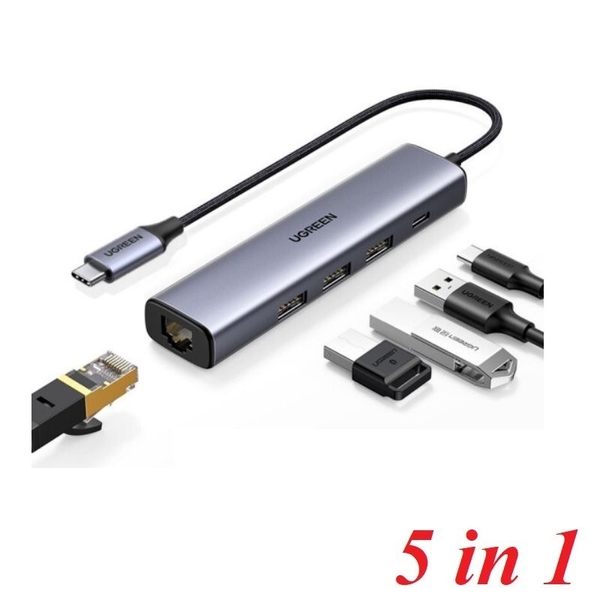 Bộ chia USB Type-C ra 3 USB 3.0/ RJ45 Gigabit/ Type-C PD Ugreen 20932 cao cấp
