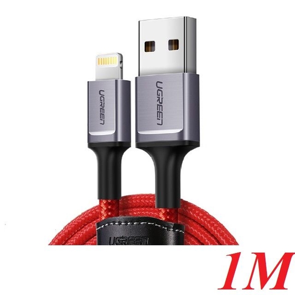 Cáp Lightning ra USB có chíp MFI Ugreen 80635 1M màu đỏ