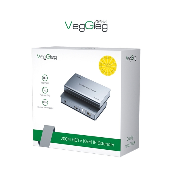 Bộ Kéo Dài HDMI 1080P KVM Dài 200 Mét – Hỗ Trợ USB VegGieg V-HD012 chính hãng