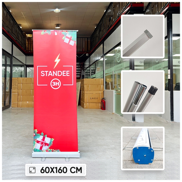 standee cuốn inox