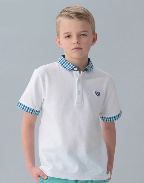 Áo T-shirt viền caro