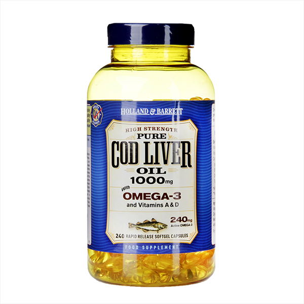 DẦU GAN CÁ TUYẾT HOLLAND & BARRETT COD LIVER 1000MG 240 VIÊN