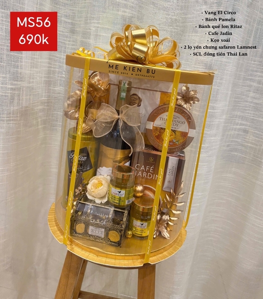 Set Quà Tết Trụ Mica Tròn Vàng Gold MS56