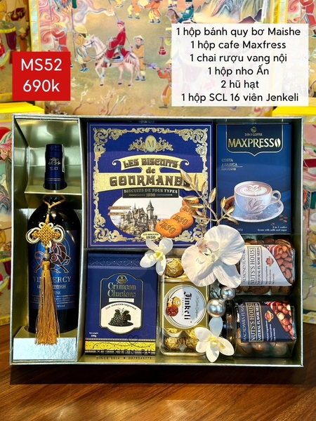 Set Quà Tết Xanh Hộp Vàng + Túi MS52