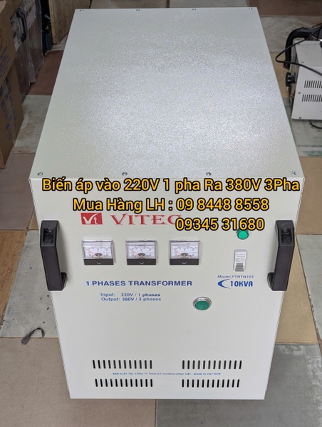 Máy biến áp 1 pha 220V ra 3 pha 380V công suất 10kVA