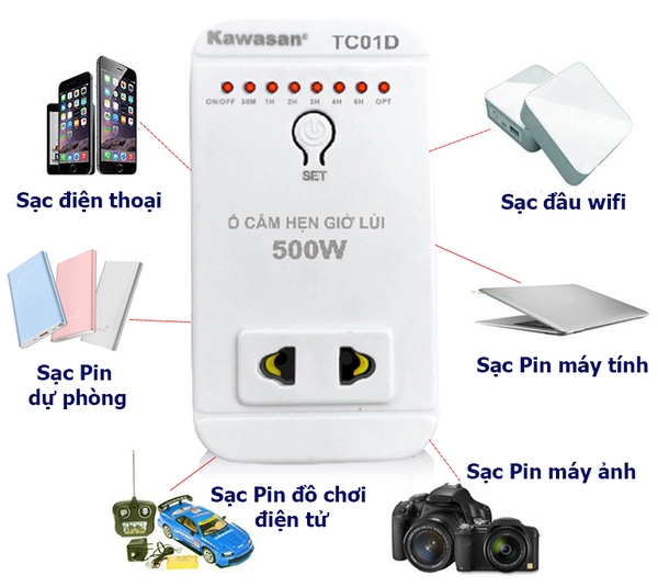 Ổ Cắm Hẹn Giờ Lùi TC01D-500W