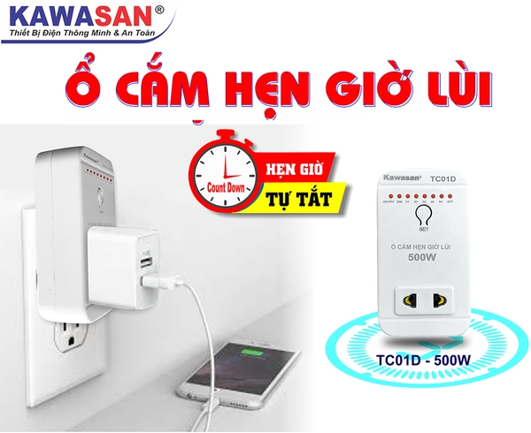 Ổ Cắm Hẹn Giờ Lùi TC01D-500W