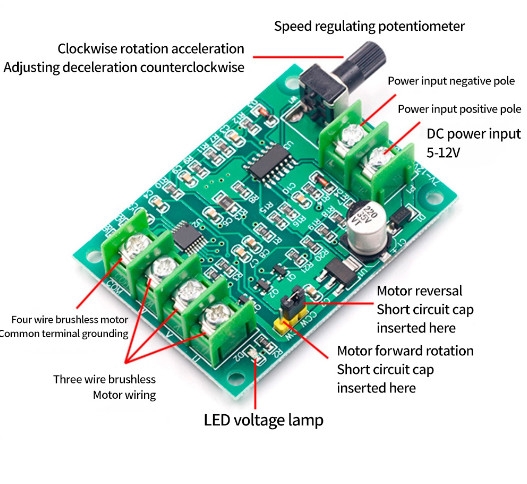 Mạch Điều Khiển Động Cơ Không Chổi Than 7V-12V 1,2A
