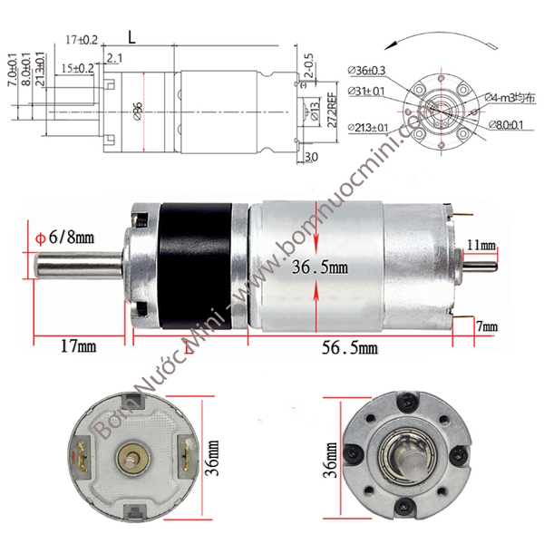 động cơ giảm tốc 12V-24V 131-270 V/P