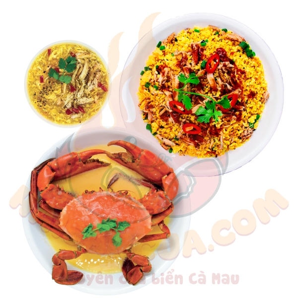 Combo Cua 1 con 289K: Súp cua + Cơm Chiên Thịt Cua + Cua Xốt Trứng Muối
