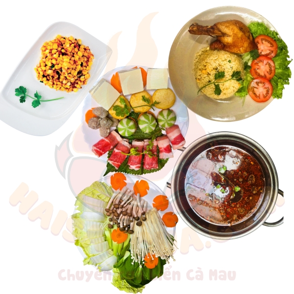 Combo Hải Sản 269K: Bắp xào, Cơm gà chiên nước mắm, Lẩu Tứ Xuyên Mala