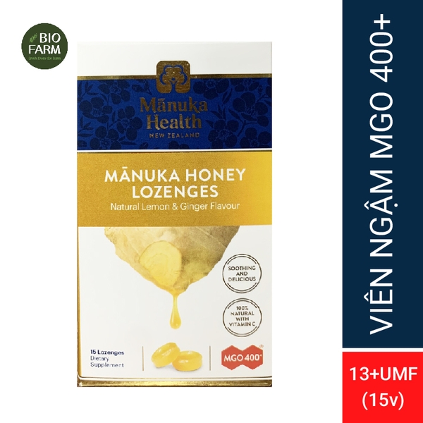 Viên ngậm mật ong Manuka với gừng và chanh