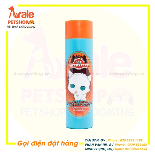 DẦU GỘI VÀ XẢ LEE WEBSTER CHO MÈO LÔNG TRẮNG - 280GR