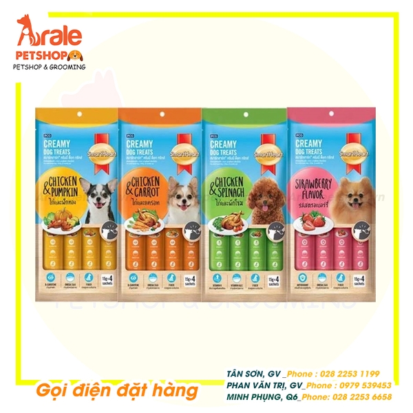 SÚP THƯỞNG SMARTHEART CREAMY DOG TREATS CHO CHÓ - GÓI 4 THANH
