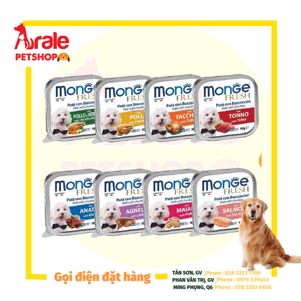 PATE MONGE CHO CHÓ NHIỀU VỊ - SẢN XUẤT 100% TẠI Ý - HỘP 100GR