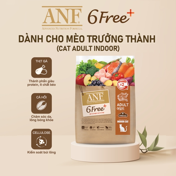 THỨC ĂN HẠT HỮU CƠ ANF - 6FREE CHO MÈO TRƯỞNG THÀNH -GÓI 1KG6