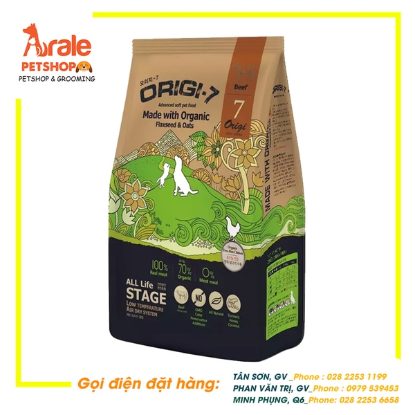 THỨC ĂN HẠT MỀM HỮU CƠ ORIGI-7 DÀNH CHO CHÓ VỊ BÒ 1KG2