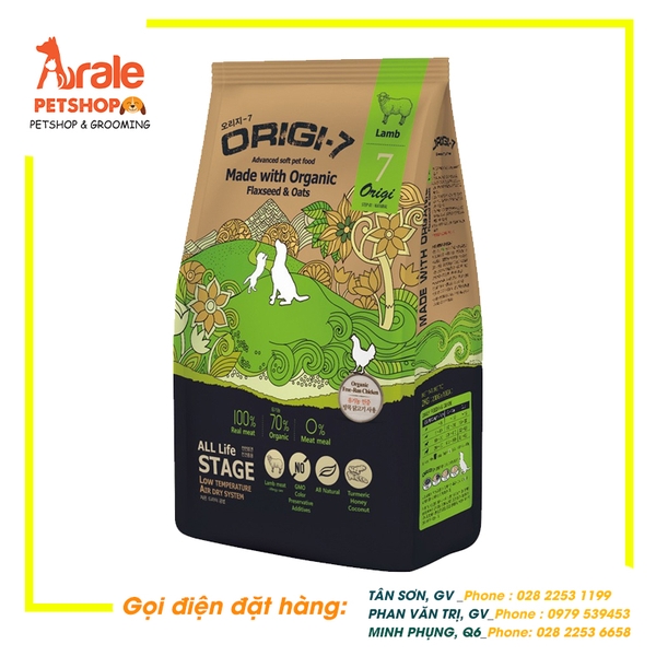 THỨC ĂN HẠT MỀM HỮU CƠ ORIGI-7 DÀNH CHO CHÓ VỊ CỪU 2KG