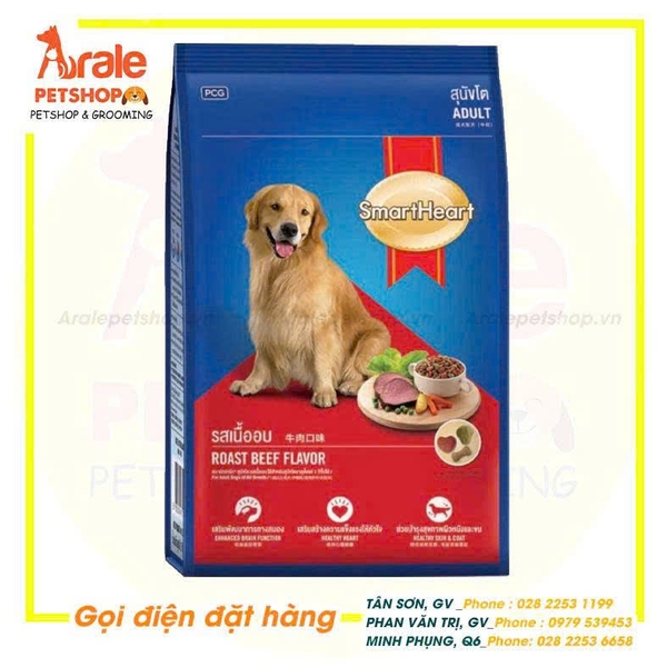 THỨC ĂN HẠT SMARTHEART DÀNH CHO CHÓ TRƯỞNG THÀNH VỊ BÒ NƯỚNG - 400G