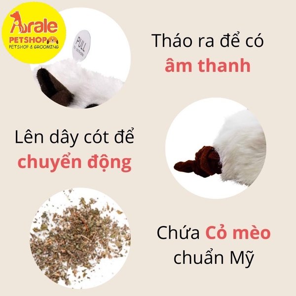 CHUỘT KÉO DÂY TỰ ĐỘNG CÓ TIẾNG KÊU CHO MÈO