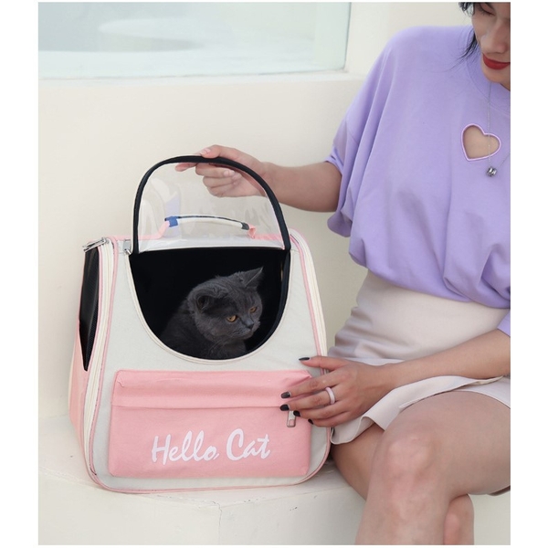 BALO VẬN CHUYỂN CHÓ MÈO HELLO CAT NẮP TRONG SUỐT