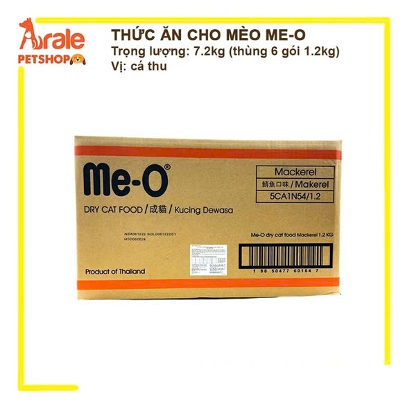THỨC ĂN HẠT ME-O CHO MÈO VỊ CÁ THU THÙNG 7.2KG