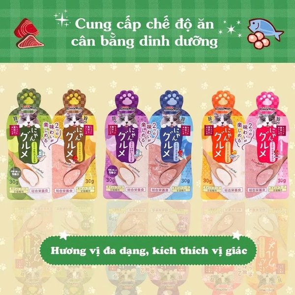 Súp Thưởng Đôi Cho Mèo Mix 2 Vị Cattyman 60g
