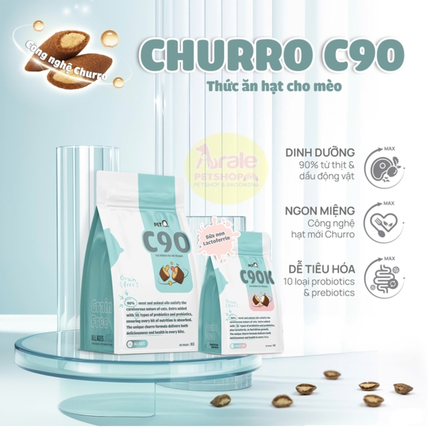 Hạt Mèo Nhân Thịt CHURRO C90K PET Q MÈO CON  50GR , 1KG