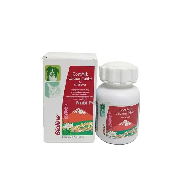 VIÊN BỔ SUNG CANXI CHO CHÓ MÈO GOATMILK CALCIUM TABLET BIOLINE