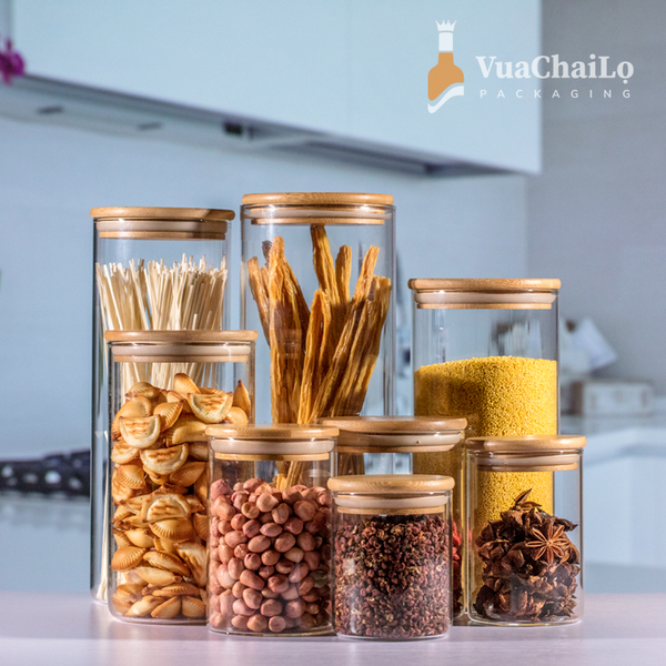 Hũ Thủy Tinh Nắp Gỗ Tre, Hũ Thủy Tinh Nắp Gỗ Chịu Nhiệt