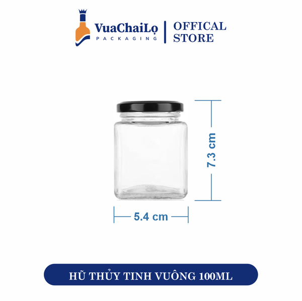 Hũ Thủy Tinh Vuông 100ml