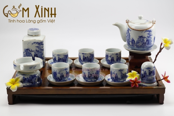 bộ trà sứ Bát Tràng cao cấp