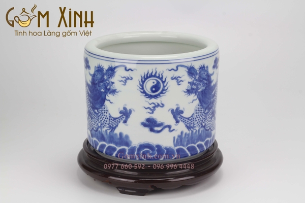 bát hương bát tràng phi 18 vẽ rồng
