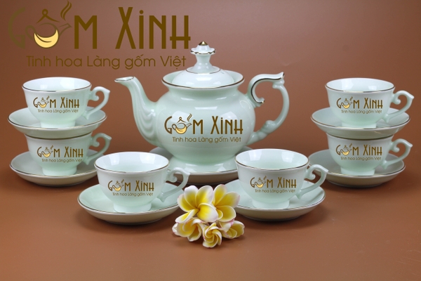 ấm chén bát tràng cao cấp in logo