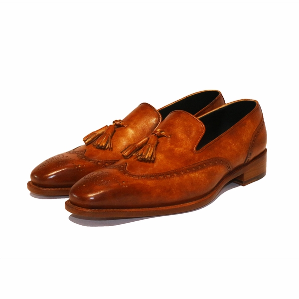 C0001112-5509 Tassel loafer with designed leather-Tan