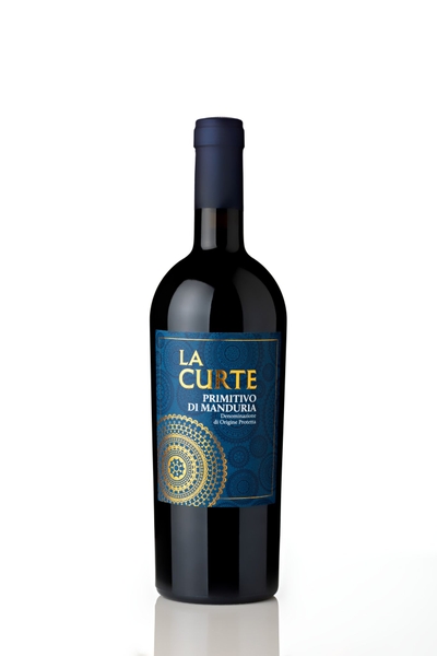 Rượu vang La Curte Primitivo di Manduria nhãn xanh