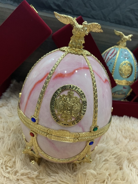 Rượu Vodka Quả Trứng Imperial Faberge Màu Trắng Bạc Nga