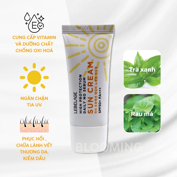 Kem Chống Nắng LEBELAGE High Protection Sun Cream Daily No Sebum SPF50 PA 30ml - Bảo Vệ Da Tối Ưu